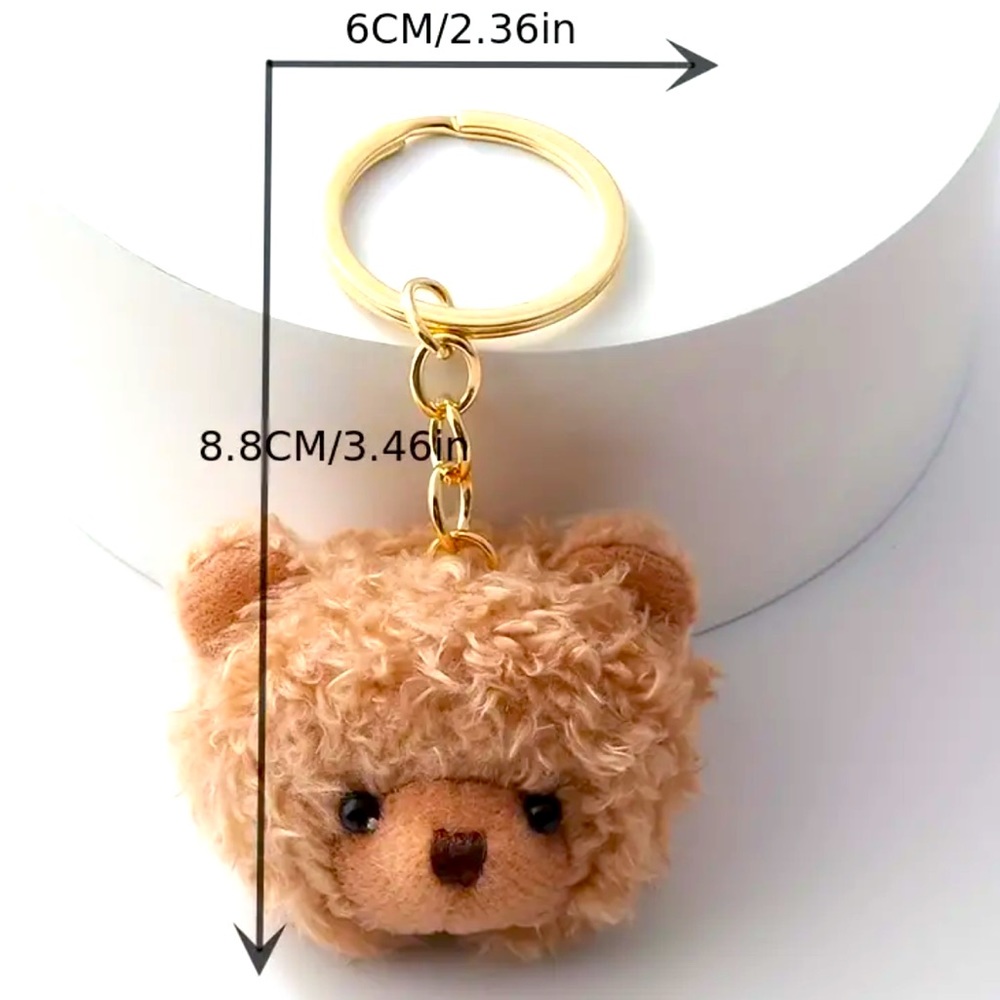 Cute Bear Keychain Animal Fuzzy Purse Bag Backpack Car Key Charm - Picture 2 of 4